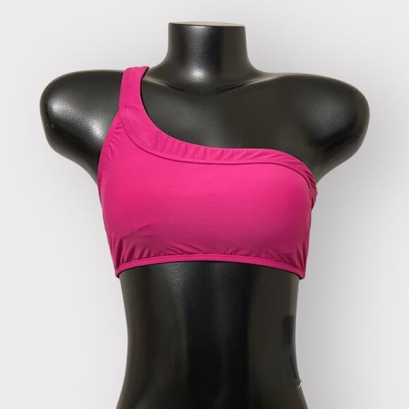 Fortune Swimwear NEW One-Shoulder Swim Top sz Medium Pink Pomegranate Asymmetric - Picture 1 of 8
